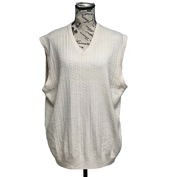Geoffrey Beene Men's  Vest Sleeveless Beige  XL Vtg Y2k Retro Old Money Preppy - Picture 1 of 9